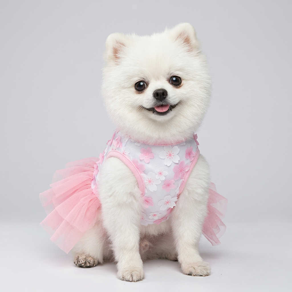 Cute Floral Cotton Dog Dress -Peach Blossom Pet Skirt