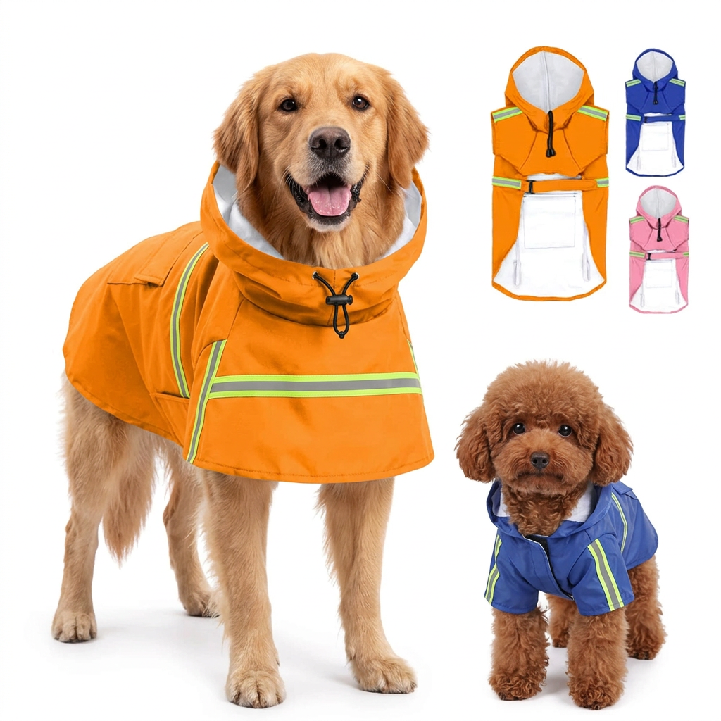 Waterproof Reflective Dog Rain Jacket with Hood