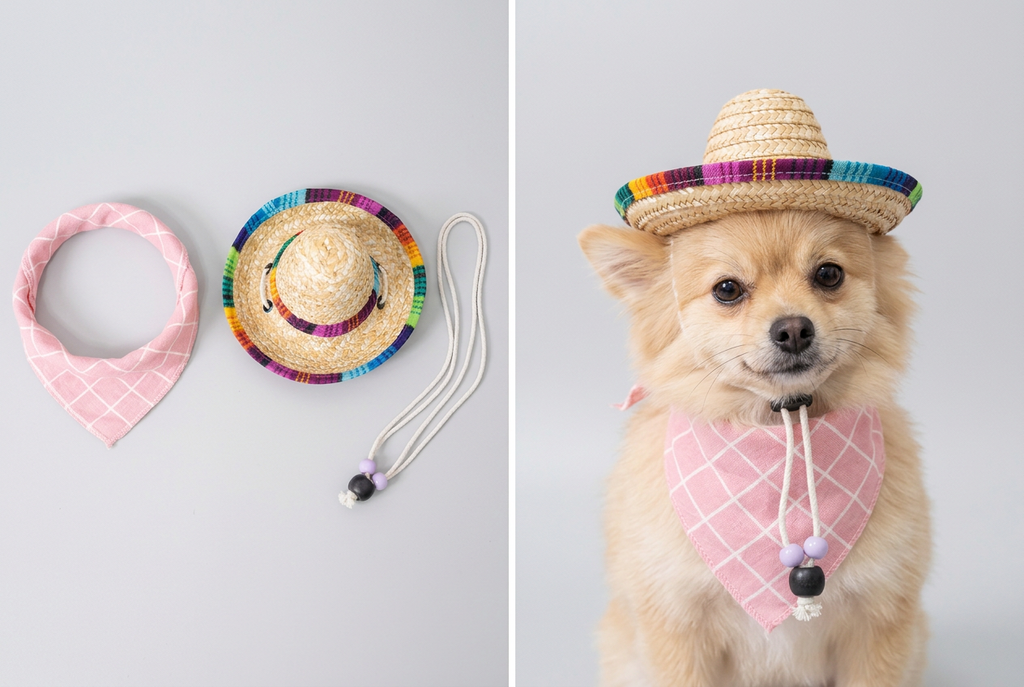 Pet Summer Hat & Bandana Set