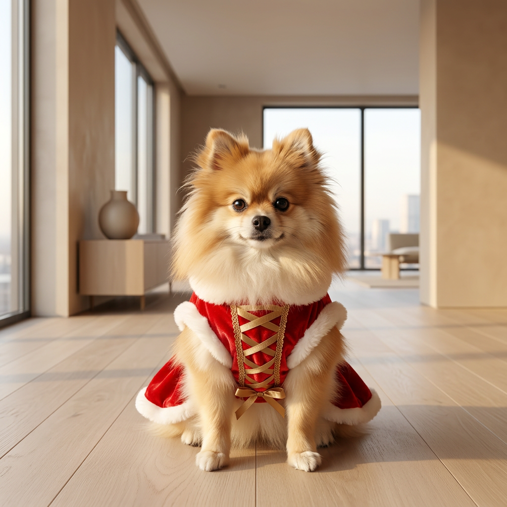 Holiday Red Pet Skirt - Christmas & New Year Outfit.