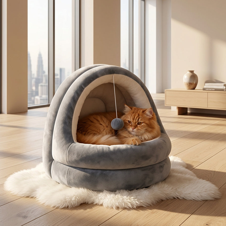Cozy Crystal Velvet Cat & Small Dog Bed
