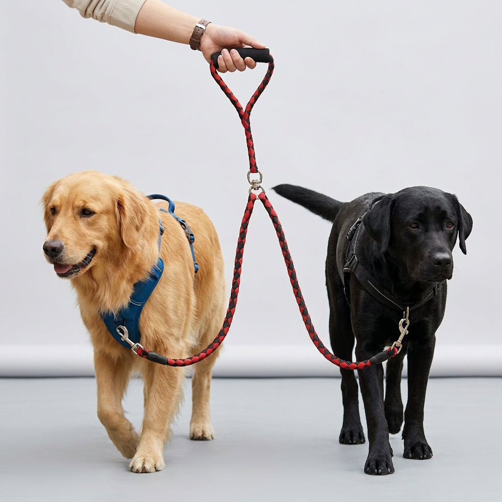 Dual Dog Leash – Braided Rope for Two Dogs