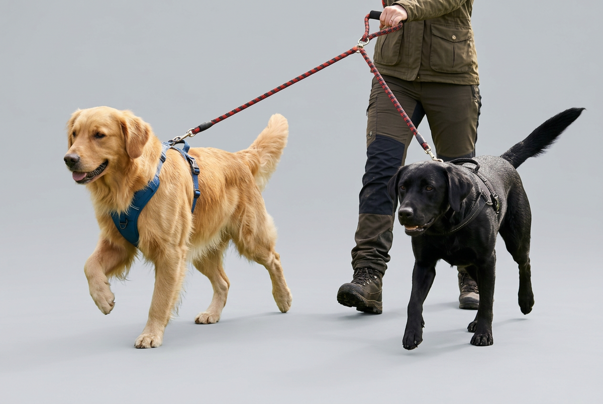 Dual Dog Leash – Braided Rope for Two Dogs