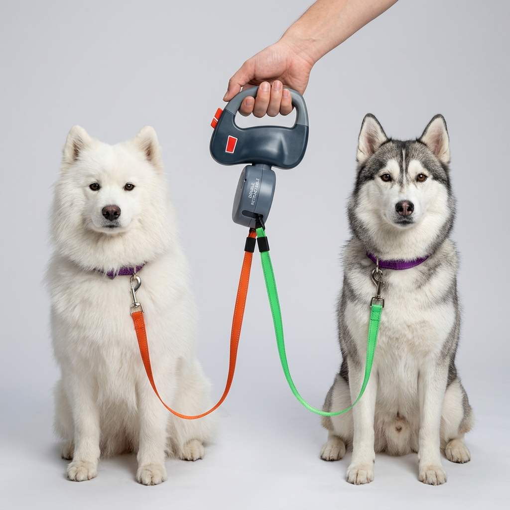 Double Retractable Dog Leash for Two Dogs