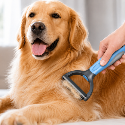 2-in-1 Stainless Steel Pet Grooming Brush – Double-Sided Deshedding & Dematting Tool for Dogs & Cats