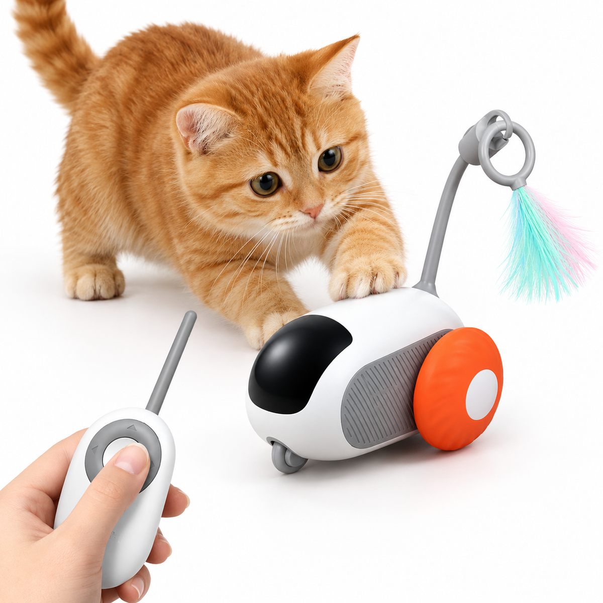 Smart Self-Moving USB Rechargeable Cat Toy Car