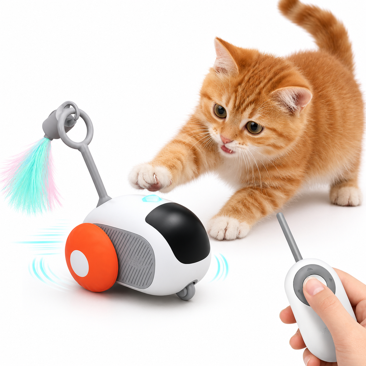 Smart Self-Moving USB Rechargeable Cat Toy Car