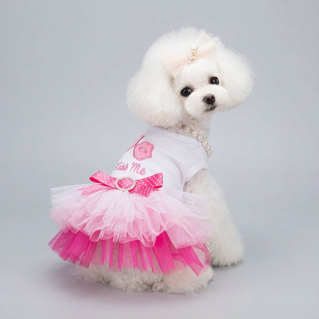 Cute Floral Cotton Dog Dress -Peach Blossom Pet Skirt