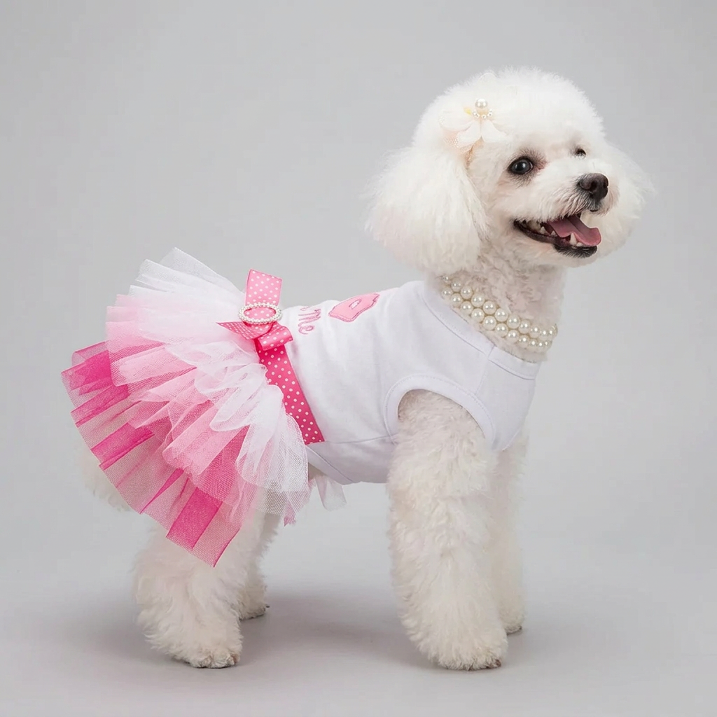 Cute Floral Cotton Dog Dress -Peach Blossom Pet Skirt