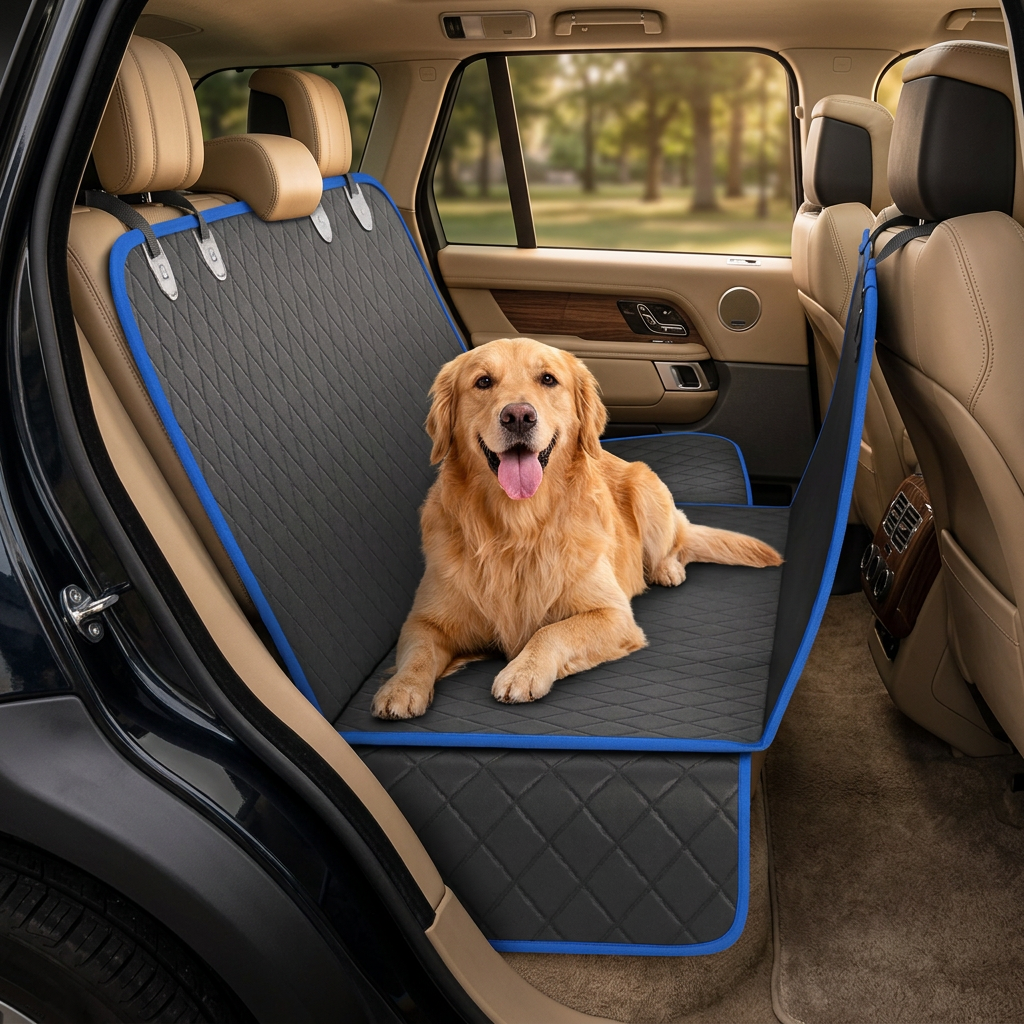 Premium Waterproof Backseat Dog Cover & Safety Travel Hammock